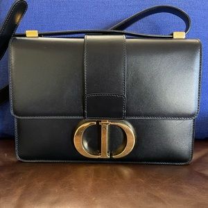 Christian Dior 30 Montaigne Bag in Black Box Calfskin